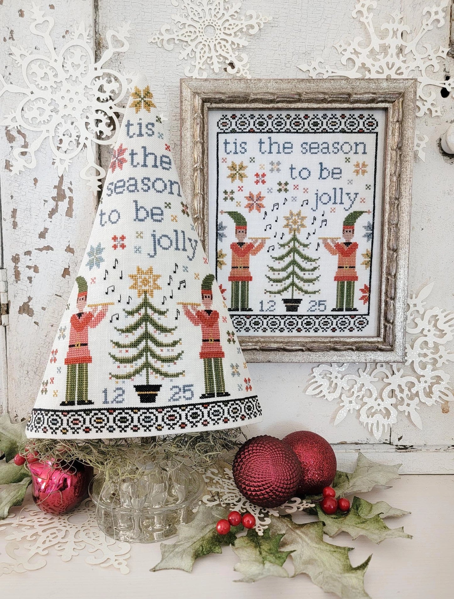 Eleventh Day of Christmas Sampler and Tree Cross Stitch Pattern by Hello from Liz Mathews