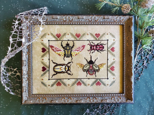 PREORDER A Bevy of Festive Beetles Cross Stitch Pattern by The Artsy Housewife