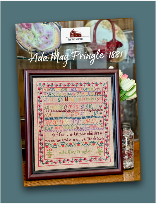 PREORDER Ada May Pringle 1881 by Red Barn Samplers Cross Stitch Pattern Nashville Market