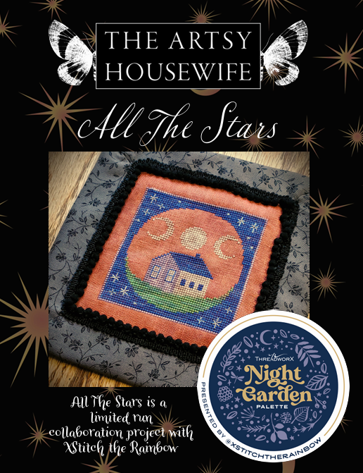 PREORDER All The Stars Cross Stitch Pattern by the Artsy Housewife Night Garden Collab