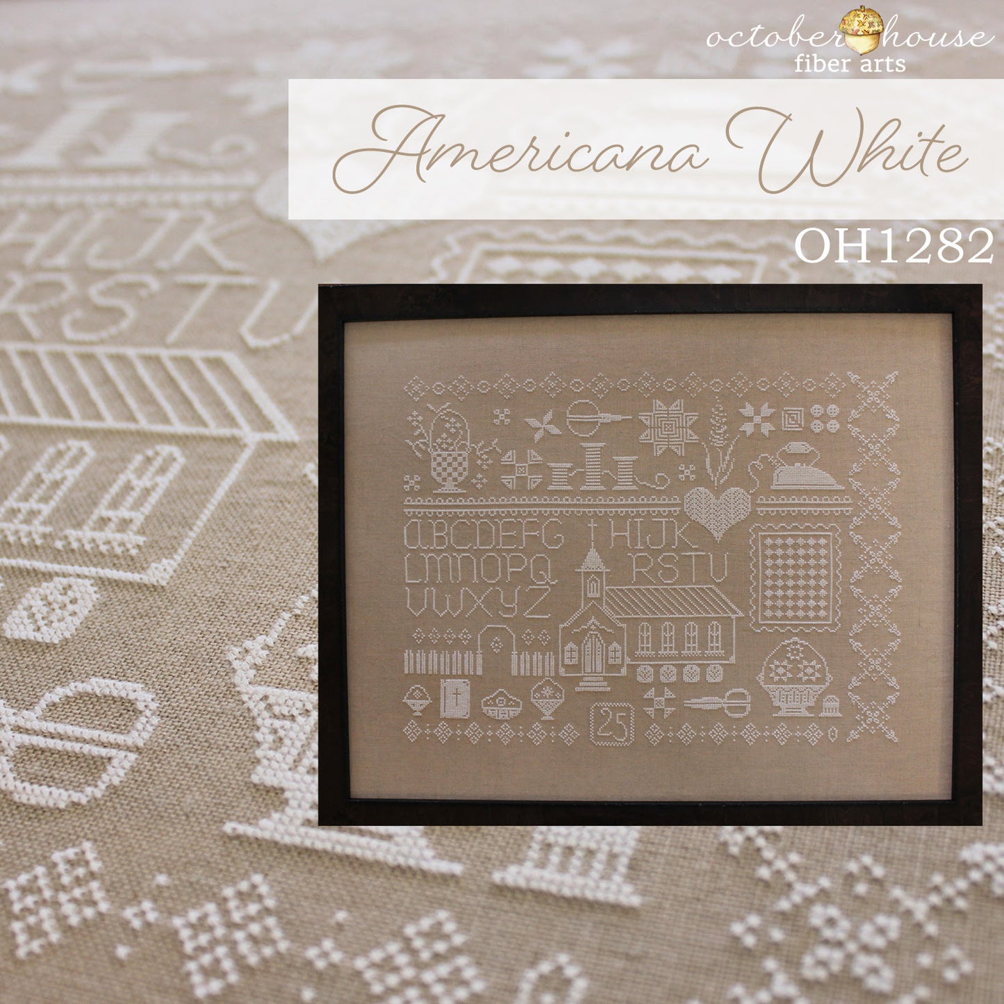 PREORDER Americana White October House Fiber Arts Cross Stitch Pattern Nashville Market