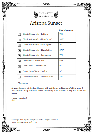 Arizona Sunset The Artsy Housewife Cross Stitch Pattern