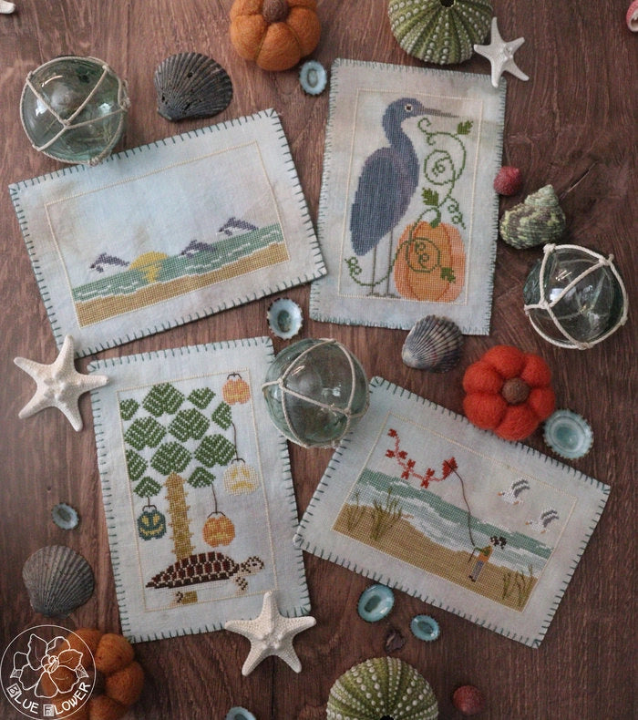 Autumn Beach Postcards Cross Stitch Pattern by The Blue Flower