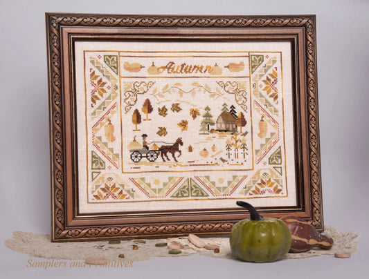 Autumn Wind Sampler Cross Stitch Pattern by Samplers and Primitives