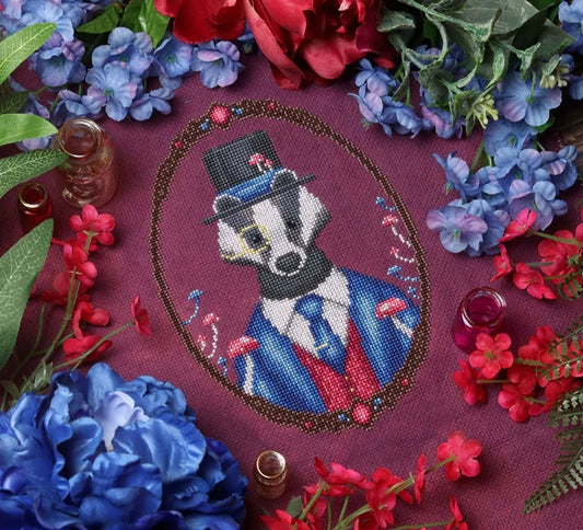 Badger Gentleman Cross Stitch Pattern by Fine Frog Stitching