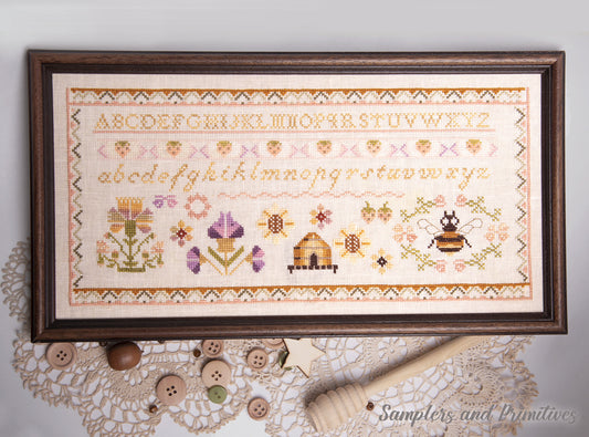 PREORDER Beehive Sampler Cross Stitch Pattern by Samplers and Primitives Nashville Market