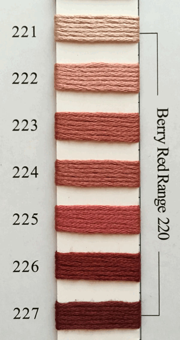 Needlepoint NPI Silk Floss 8 Ply Berry Red Range 221 222 223 224 225 226 227