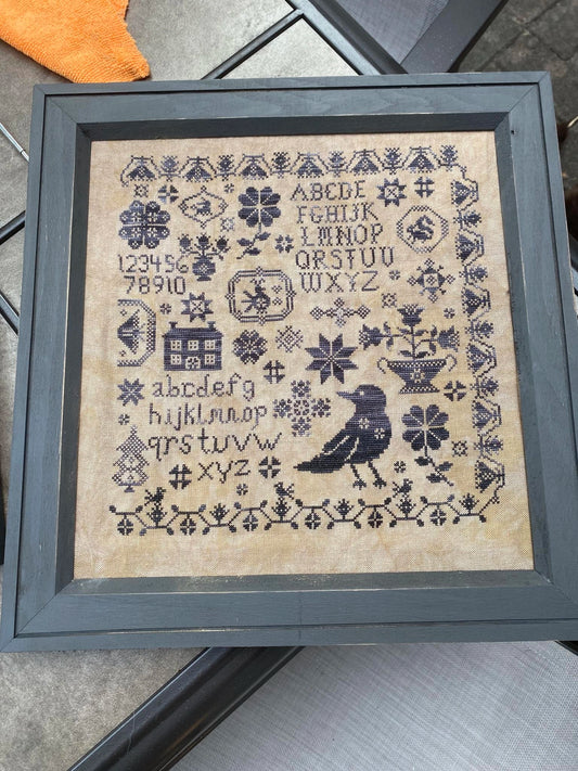 Black Bird Sampler Pansy Patch Cross Stitch Pattern