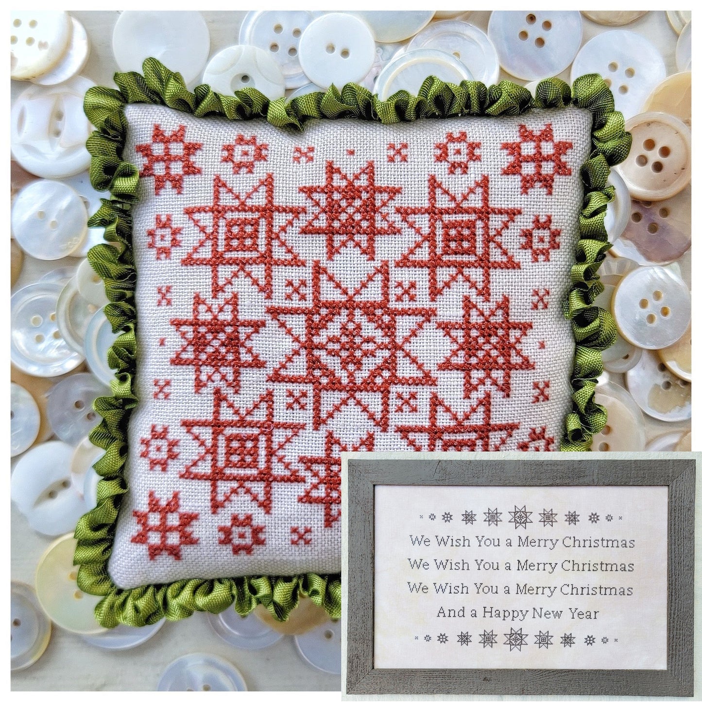 Christmas Wishes Cross Stitch Pattern by Hello From Liz Mathews Set of Two