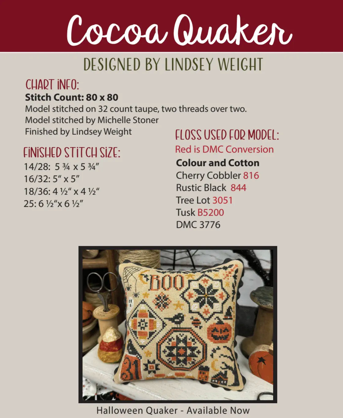 Cocoa Quaker Primrose Cottage Cross Stitch Pattern