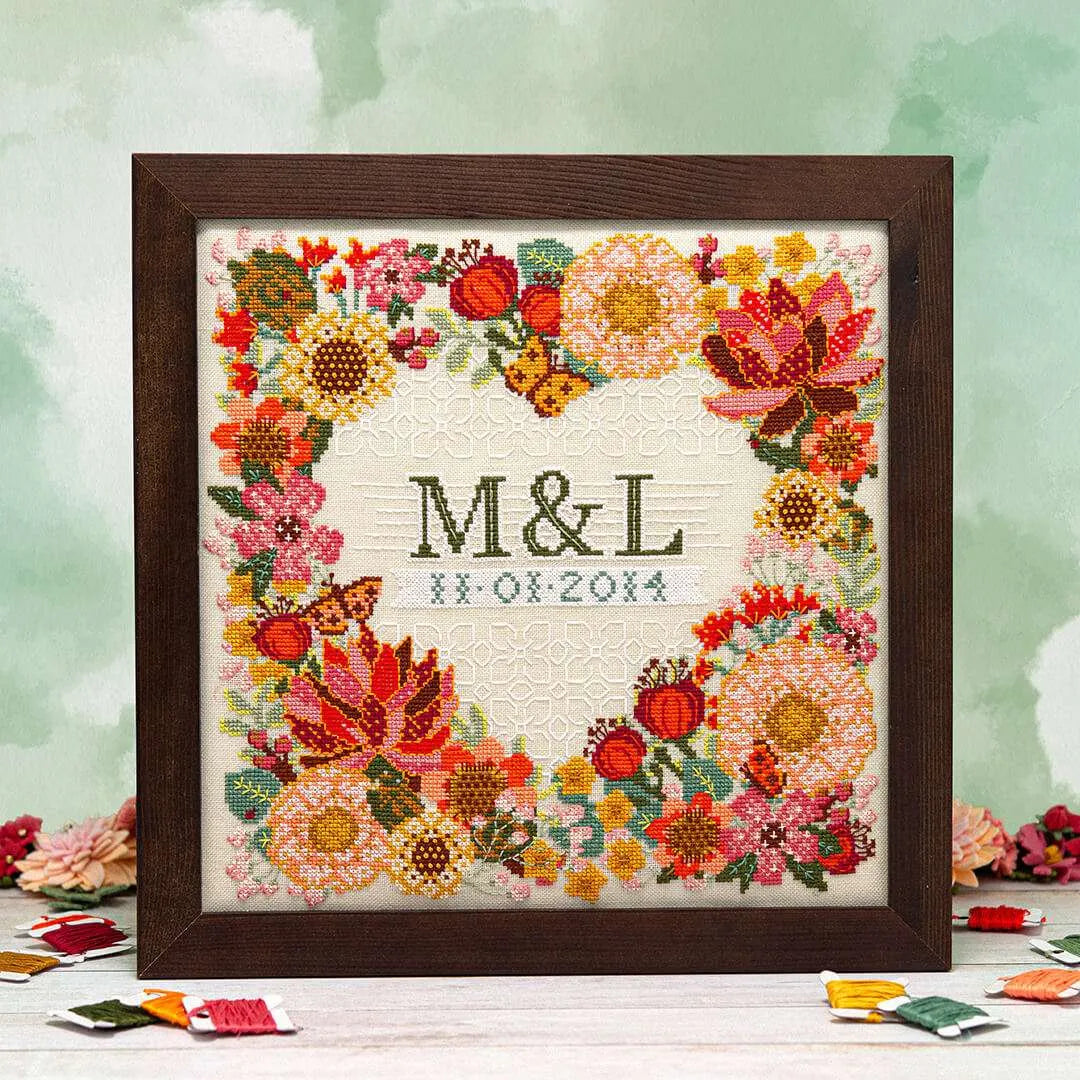 Modern Botanical Wedding Sampler Counting Puddles Cross Stitch Pattern