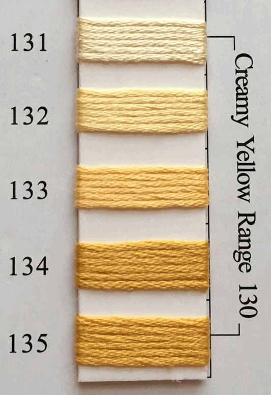 Needlepoint NPI Silk Floss 8 Ply Creamy Yellow Range 131 132 133 134 135