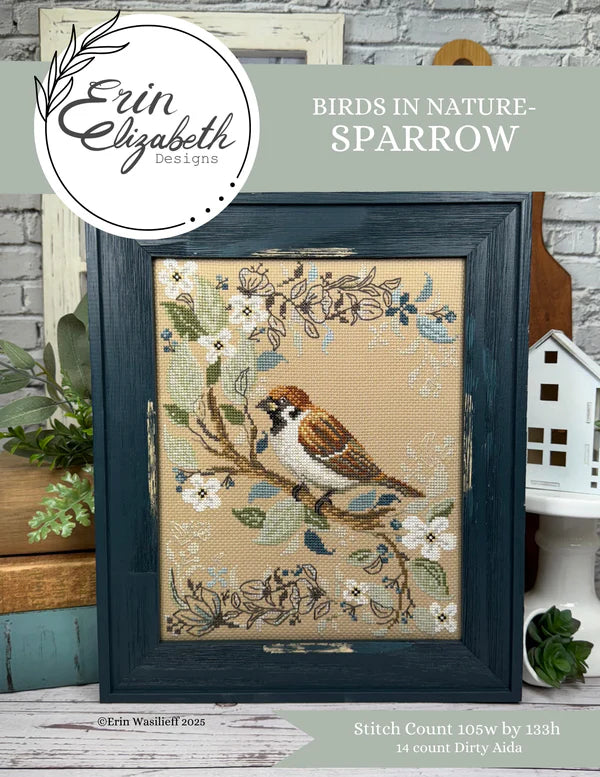 PREORDER Sparrow Birds in Nature Cross Stitch Pattern by Erin Elizabeth Nashville Market