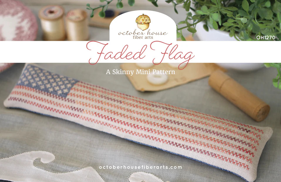 Faded Flag Cross Stitch Pattern by October House Fiber Arts