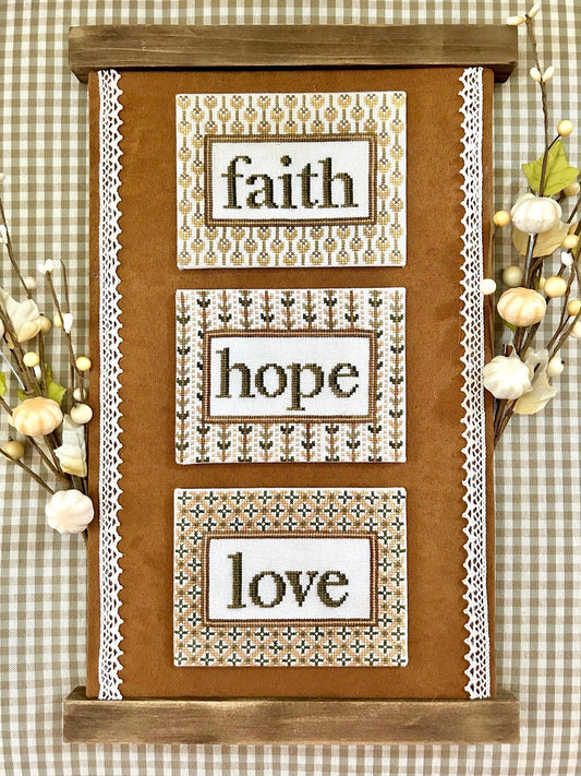 Faith Hope Love Cross Stitch Pattern by Sweet Wing Studio