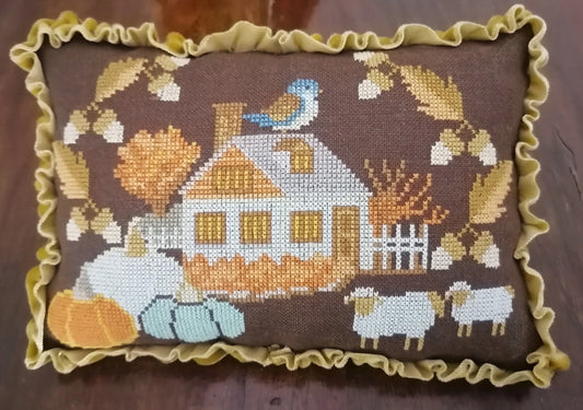 Fall Cottage Twin Peak Primitives Cross Stitch Pattern