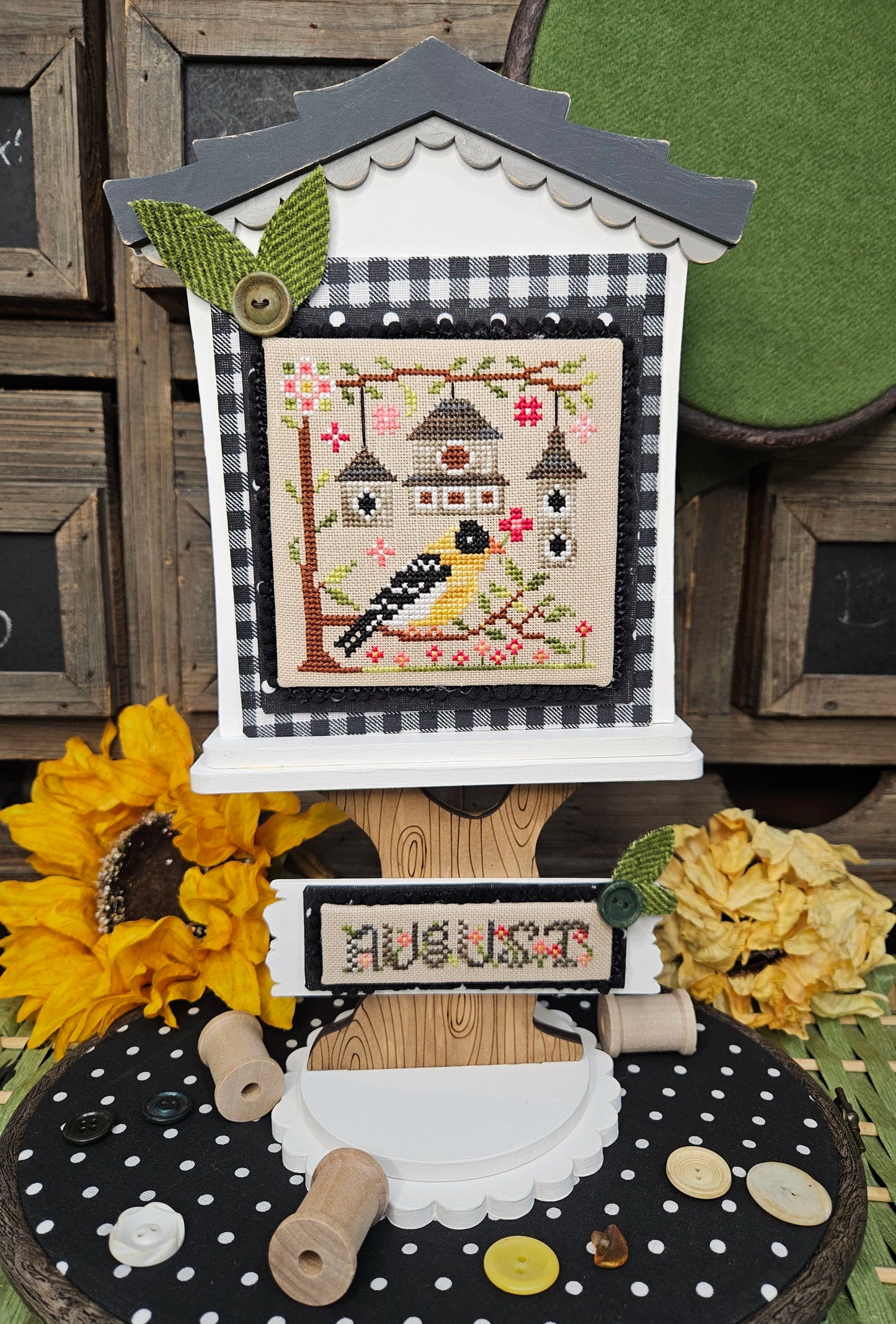 PREORDER Feathered Friends August Cross Stitch Pattern by Quaint Rose Needlearts Nashville Market