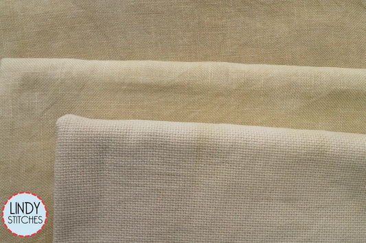 40 count Affogato Newcastle Linen Fiber on a Whim Hand Dyed Cross Stitch Fabric