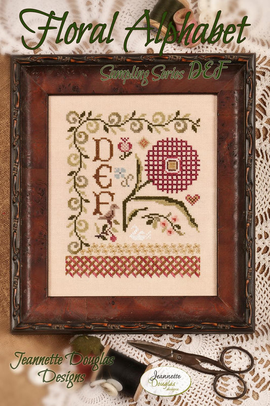 PREORDER Floral Alphabet Sampling Series DEF by Jeannette Douglas Designs Nashville Market