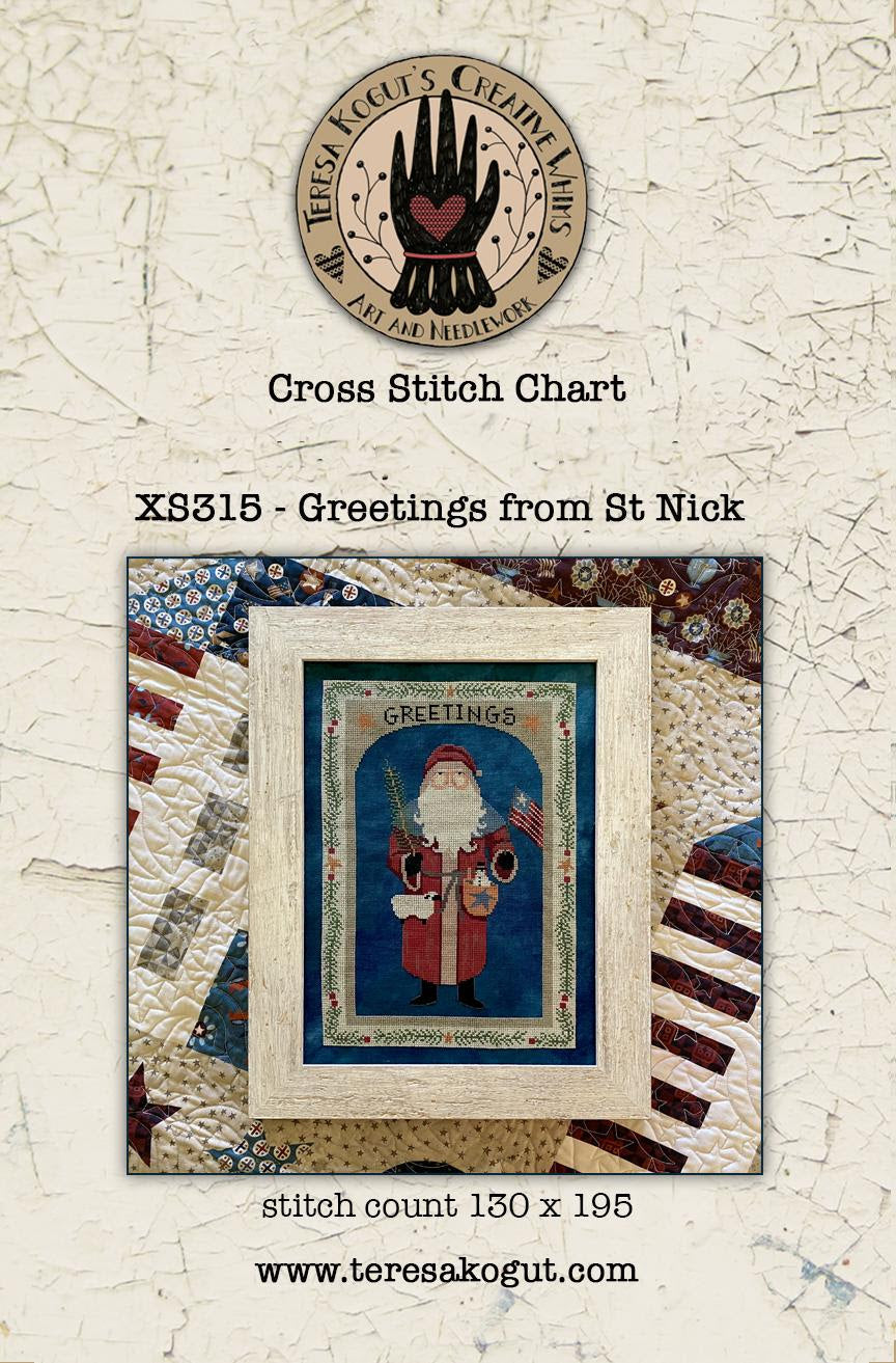 Greetings From St. Nick Teresa Kogut Cross Stitch Pattern