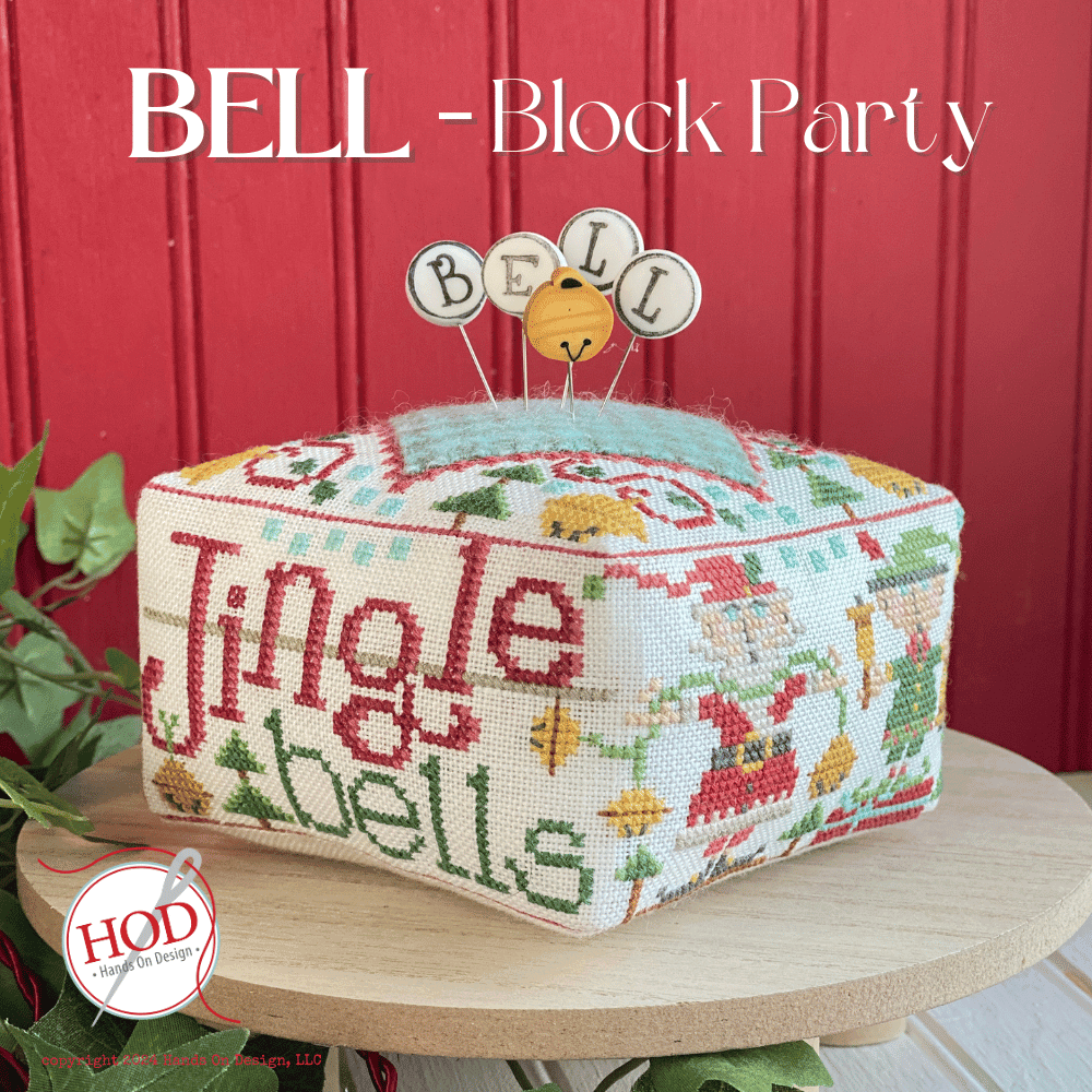 Bell Block Party Hands on Design Cross Stitch Pattern with Wool Felt