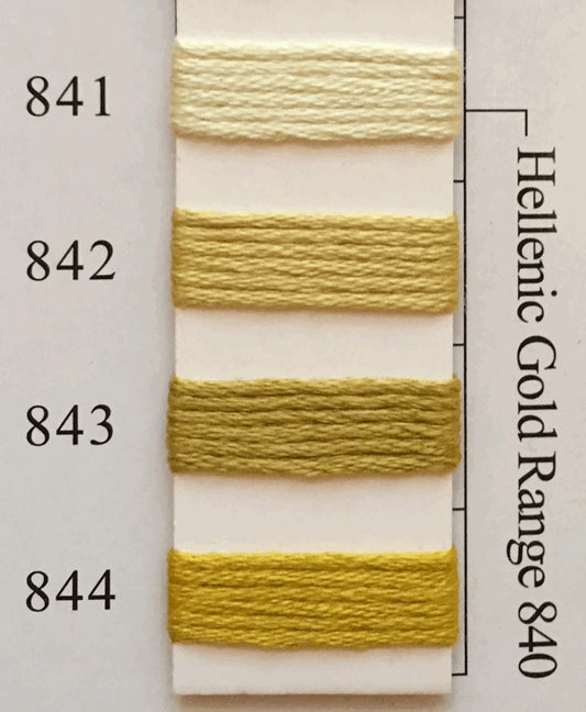 Needlepoint NPI Silk Floss 8 Ply Hellenic Gold Range 841 842 843 844