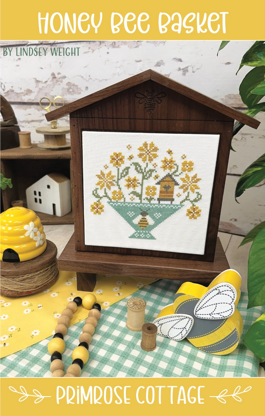 Honey Bee Basket Primrose Cottage Cross Stitch Pattern