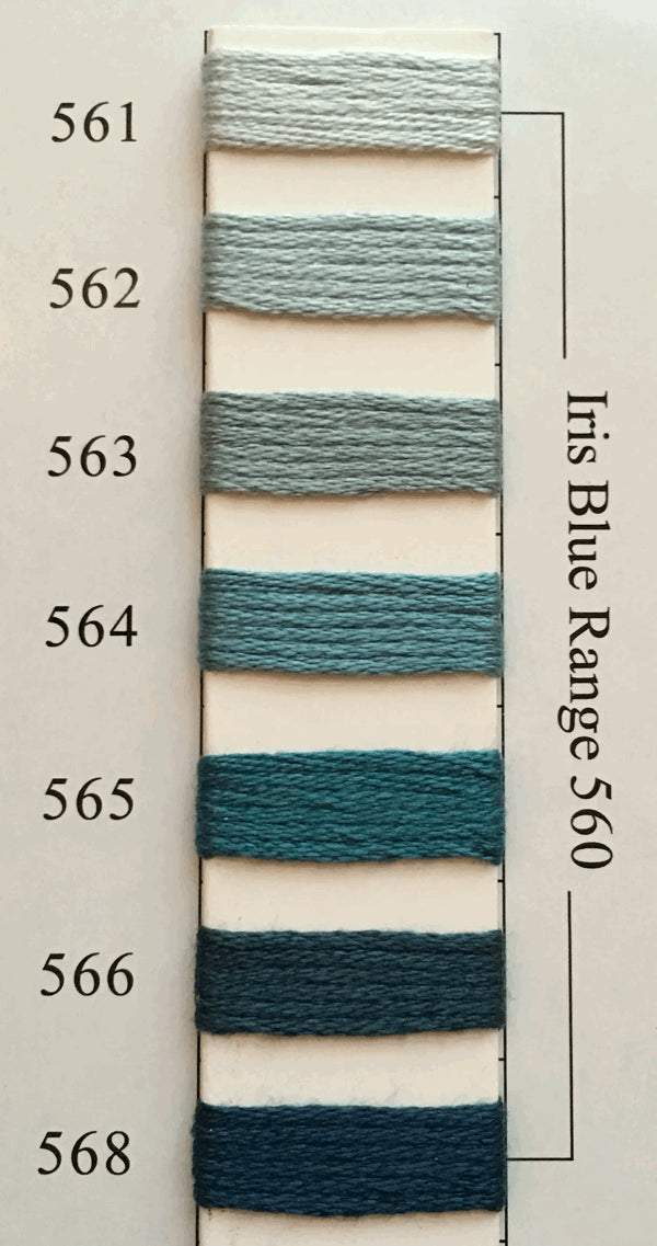 Needlepoint NPI Silk Floss 8 Ply Iris Blue Range 561 562 563 564 565 566 568