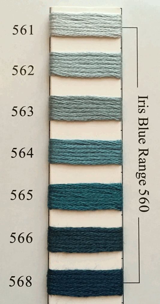 Needlepoint NPI Silk Floss 8 Ply Iris Blue Range 561 562 563 564 565 566 568