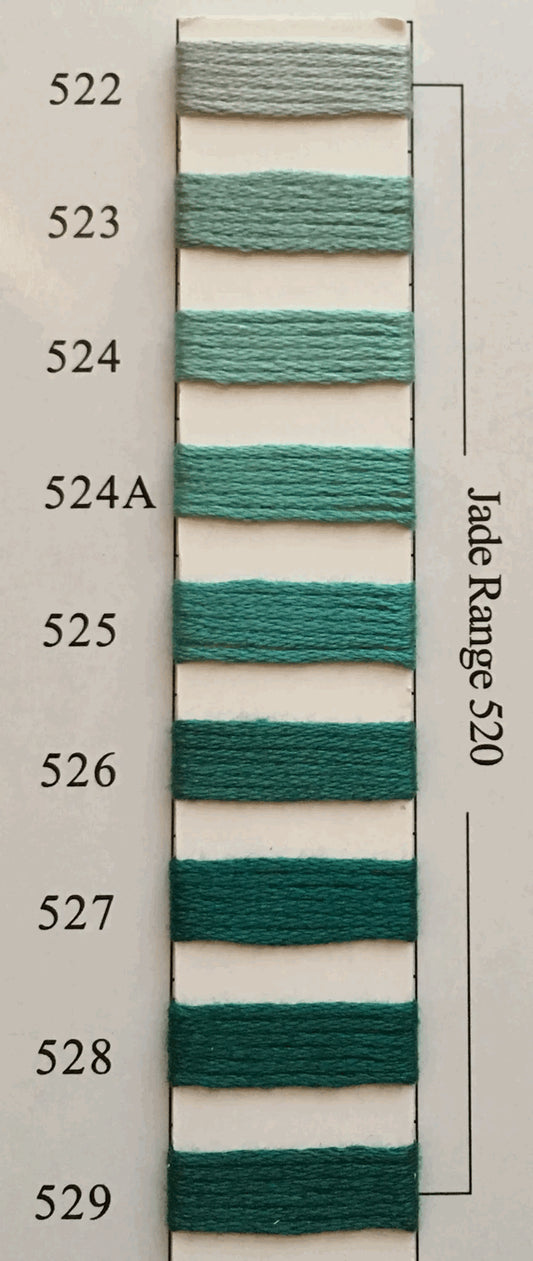 Needlepoint NPI Silk Floss 8 Ply Jade Range 522 523 524 524A 525 526 527 528 529