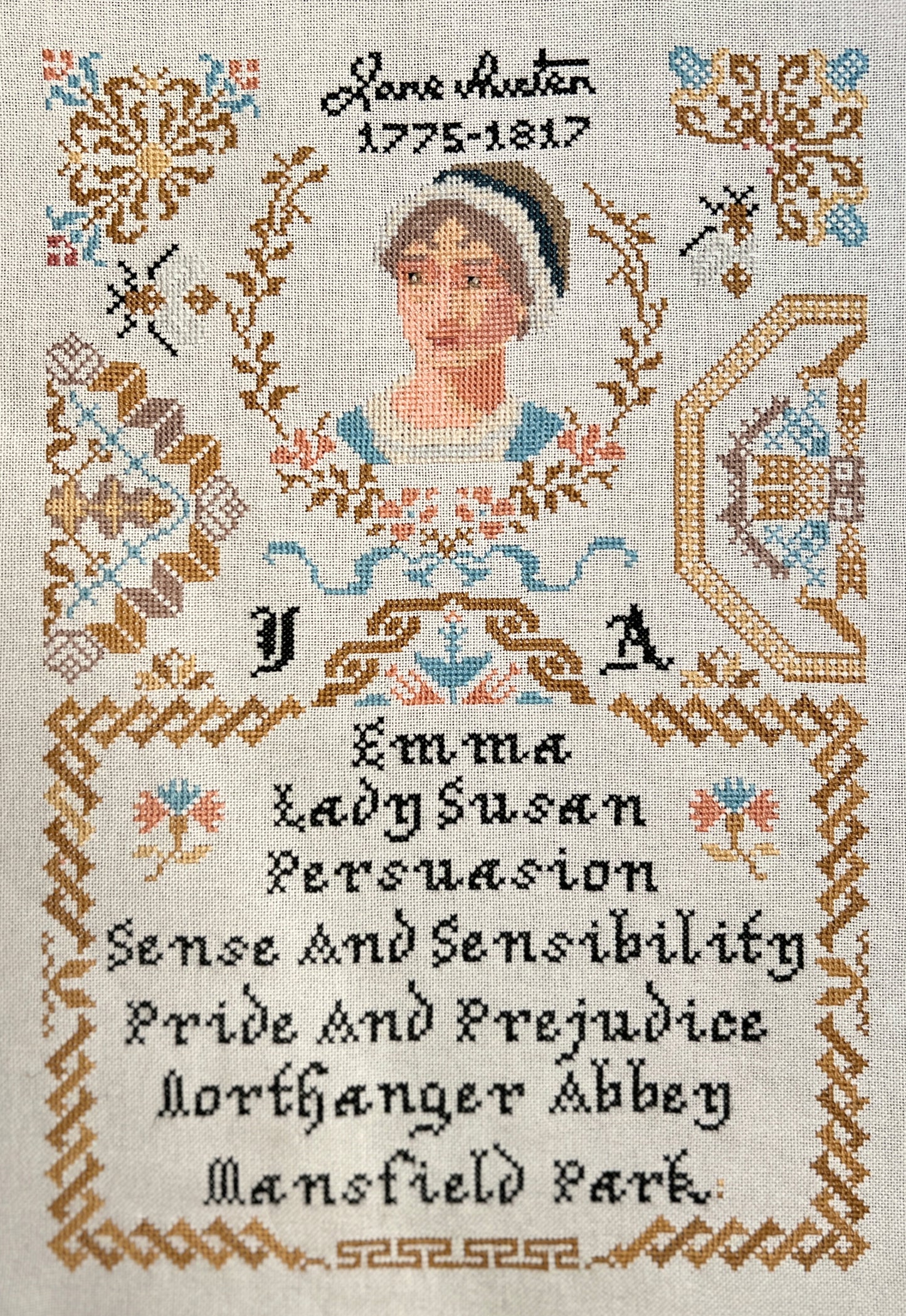 PREORDER Jane Austen Quaker Cross Stitch Pattern by Twin Peak Primitives Nashville Market