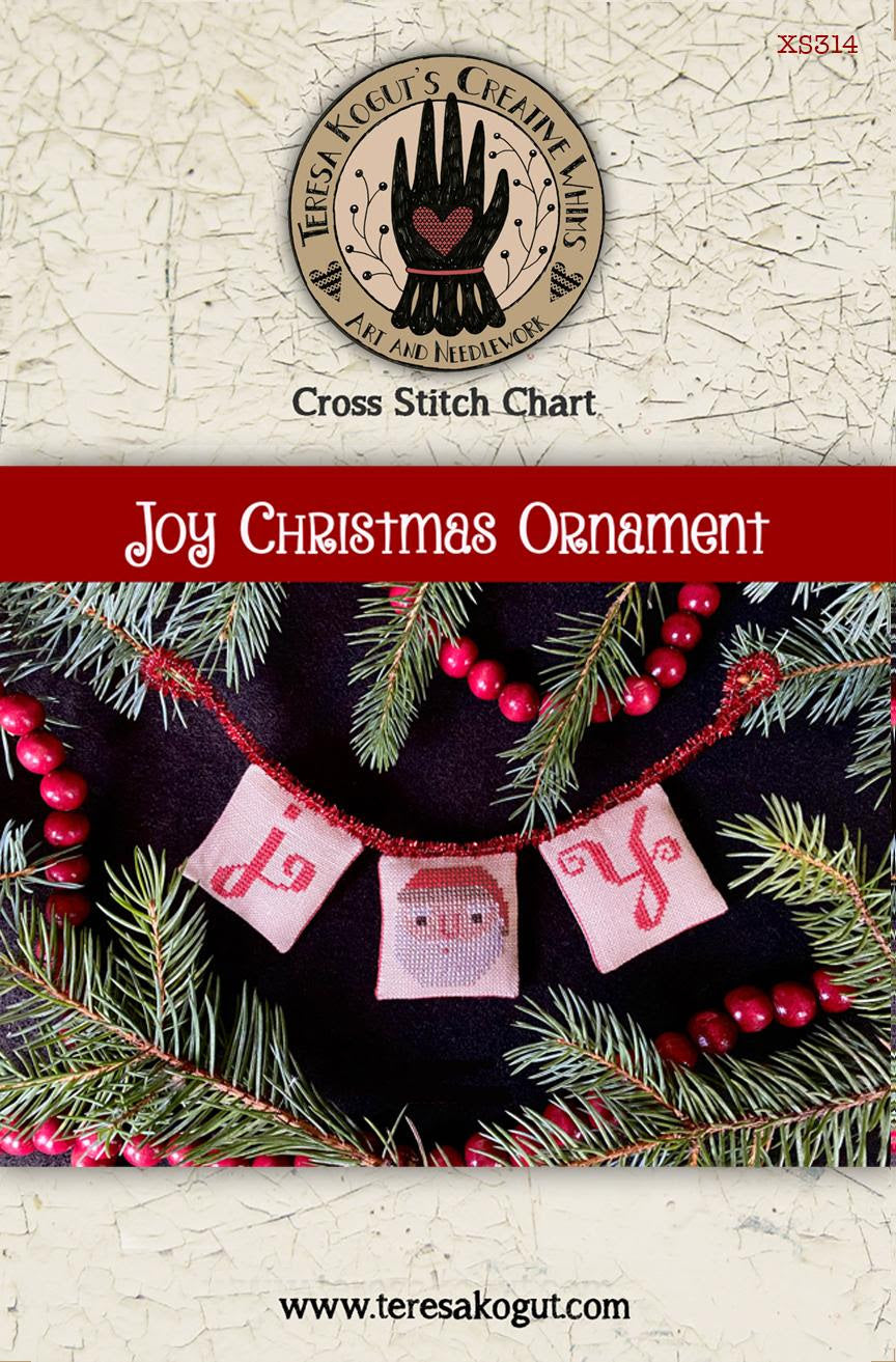 Joy Christmas Ornament Teresa Kogut Cross Stitch Chart