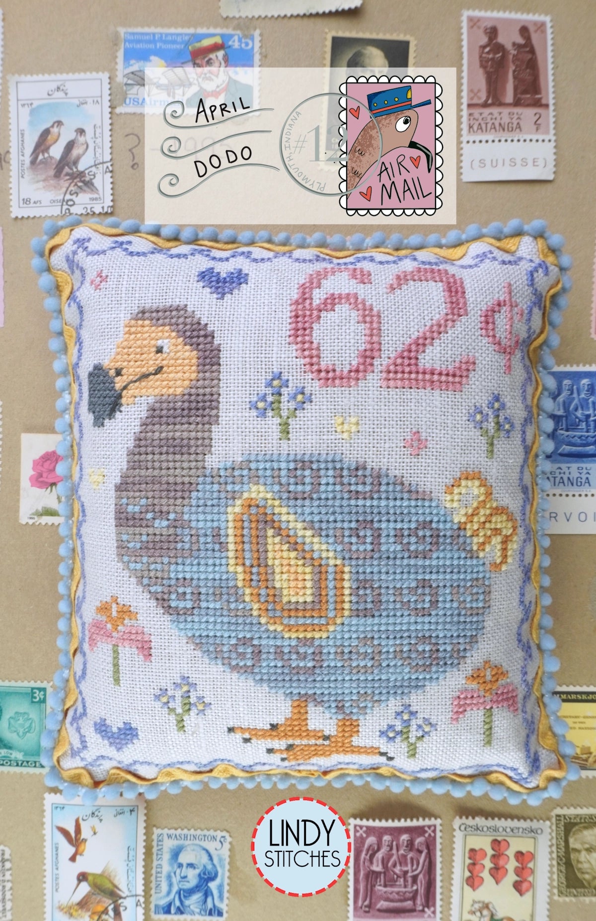 PREORDER Air Mail APRIL #12 Dodo Cross Stitch Pattern by Lindy Stitches