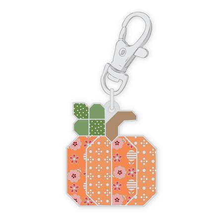 Lori Holt Bee Dots Pumpkin Enamel Happy Charm Zipper Pull