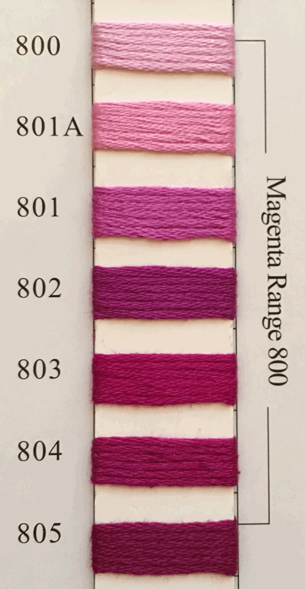 Needlepoint NPI Silk Floss 8 Ply Magenta Range 800 801A 801 802 803 804 805