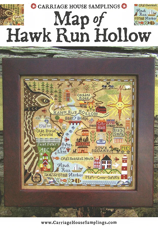 Map of Hawk Run Hollow Carriage House Samplings Cross Stitch Pattern