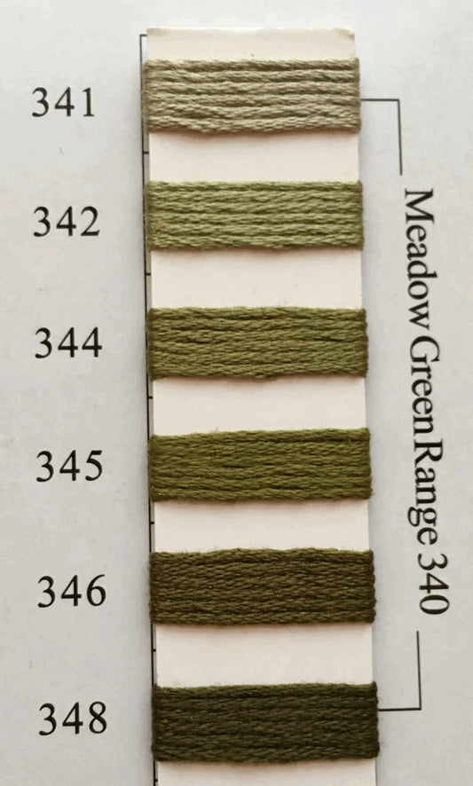 Needlepoint NPI Silk Floss 8 Ply Meadow Green Range 341 342 344 345 346 348