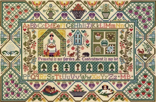 Peaceful Garden Sampler by Moira Blackburn Cross Stitch Pattern