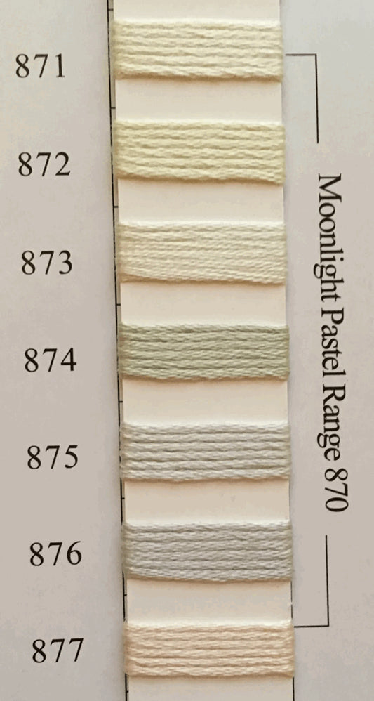 Needlepoint NPI Silk Floss 8 Ply Moonlight Pastel Range 871 872 873 874 875 876 877