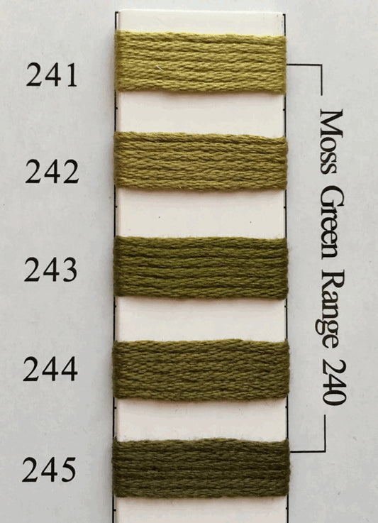 Needlepoint NPI Silk Floss 8 Ply Moss Green Range 241 242 243 244 245