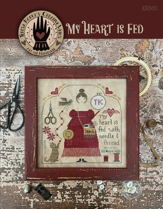 PREORDER My Heart is Fed Cross Stitch Pattern by Teresa Kogut Nashville Market