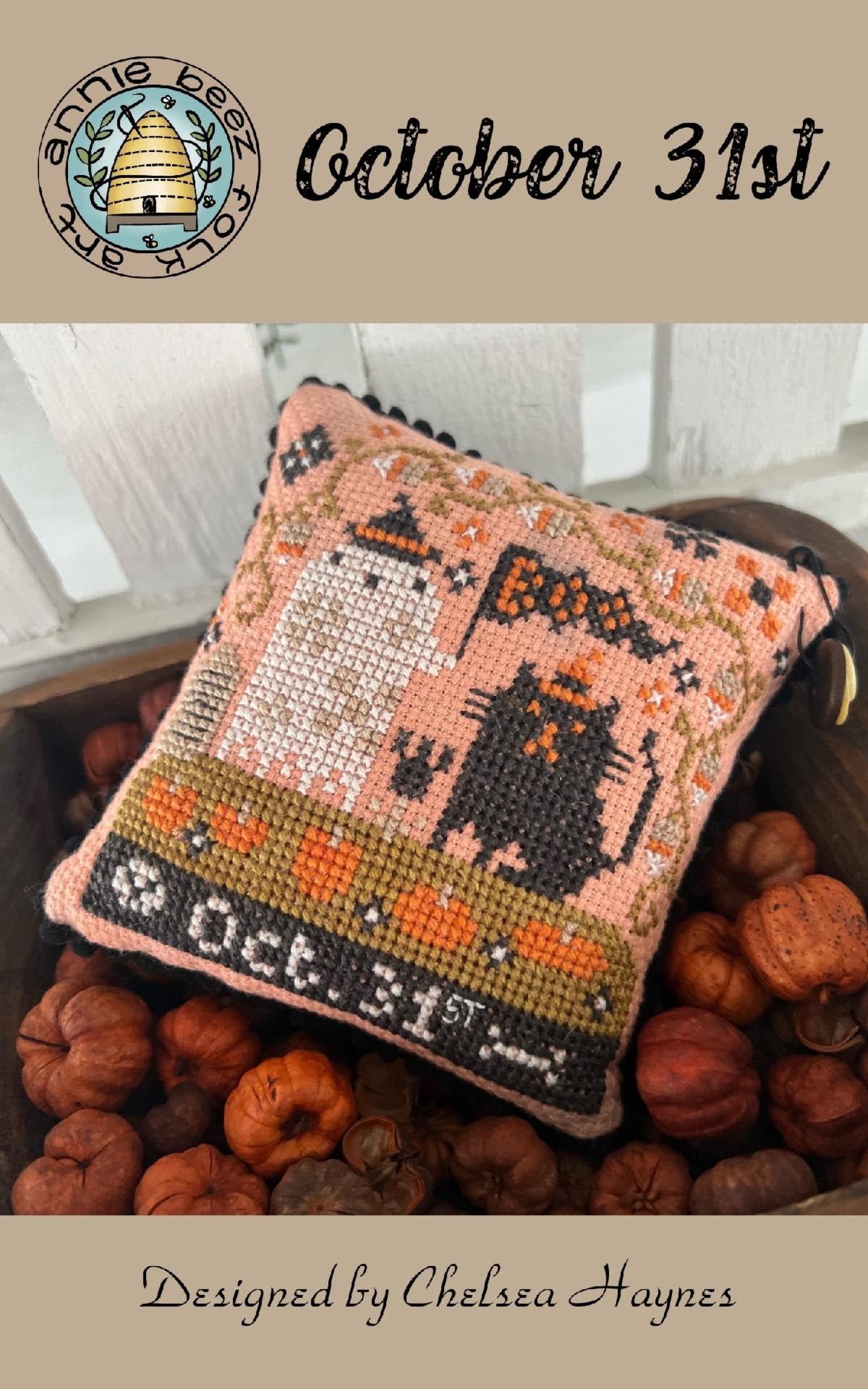 PREORDER October 31st Cross Stitch Pattern Annie Beez Folkart Nashville Needlework Market