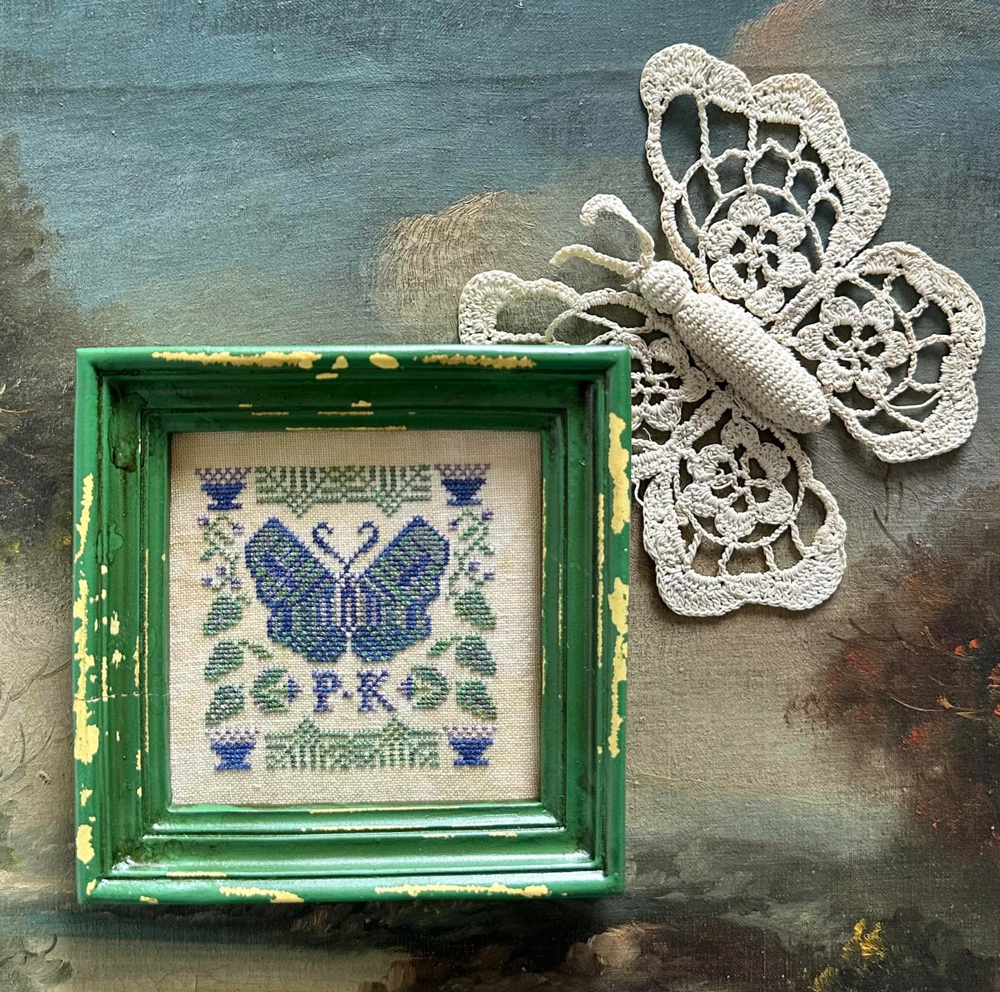 PREORDER P. K.'s Moth Kathy Barrick Cross Stitch Pattern Nashville Market Night Garden