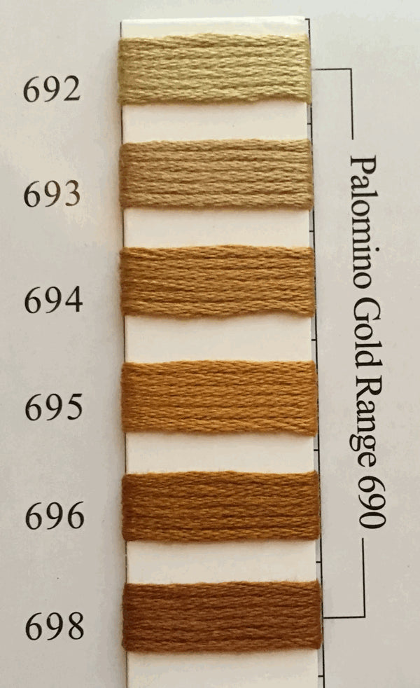 Needlepoint NPI Silk Floss 8 Ply Palomino Gold Range 692 693 694 695 696 698