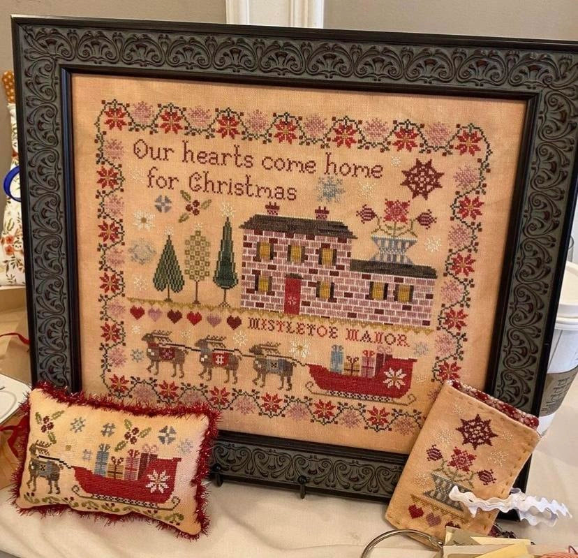 Mistletoe Manor Sampler and Smalls Pansy Patch Cross Stitch Pattern