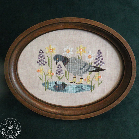 PREORDER Pigeon & Puddle Cross Stitch Pattern by The Blue Flower Nashville Market