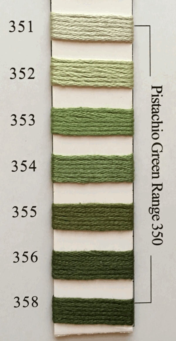 Needlepoint NPI Silk Floss 8 Ply Pistachio Green Range 351 352 353 354 355 356 358