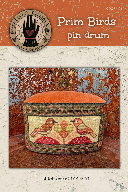 Prim Birds Pin Drum Teresa Kogut Cross Stitch Pattern