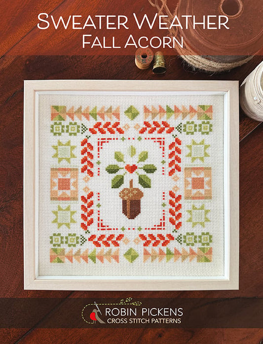 Sweater Weather Fall Acorn Cross Stitch Pattern by Robin Pickens