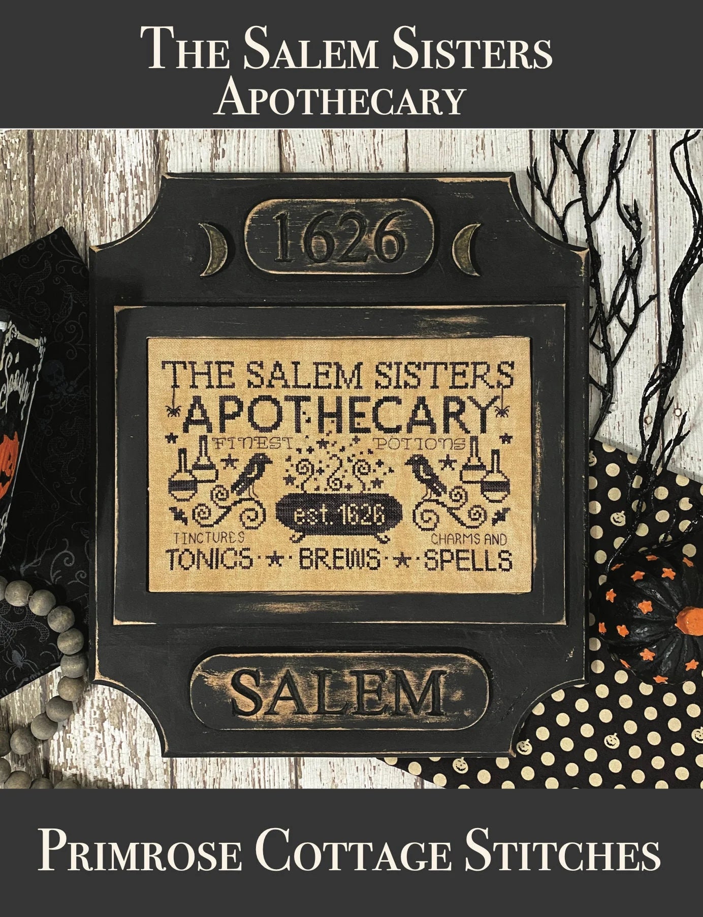 Salem Sisters Apothecary Primrose Cottage Cross Stitch Pattern